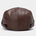 Collrown Men's PU Leather Beret Caps Casual Newsboy Cap Artificial Leather Warm Hats