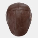 Collrown Men's PU Leather Beret Caps Casual Newsboy Cap Artificial Leather Warm Hats