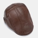 Collrown Men's PU Leather Beret Caps Casual Newsboy Cap Artificial Leather Warm Hats
