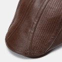 Collrown Men's PU Leather Beret Caps Casual Newsboy Cap Artificial Leather Warm Hats
