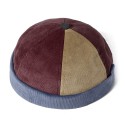 Mskufo Design Men Corduroy Patchwork Color Fahsion Casual Beanie Skull Cap Lan