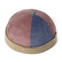 Mskufo Design Men Corduroy Patchwork Color Fahsion Casual Beanie Skull Cap Lan