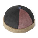 Mskufo Design Men Corduroy Patchwork Color Fahsion Casual Beanie Skull Cap Lan