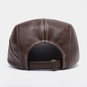 Men Vintage Artificial Leather Hat Keep Warm Ear Protected Casual Beret Hat