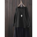 Women Cotton Crew Neck Split Asymmetric Shirts