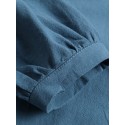 Women Long Sleeve Crew Neck Casual Solid Cotton Blouse