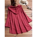 Plus Size Women Plaid Print Asymmetrical Casual Hooded Blouse
