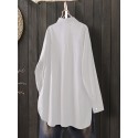 Women Daily Casual Cotton Irregular Hem Commute Loose Shirts