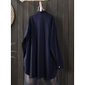 Women Daily Casual Cotton Irregular Hem Commute Loose Shirts