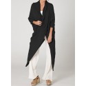 Women 3/4 Sleeve V Neck High Split Irregular Hem Casual Shirt Blouse