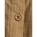 S-5XL Women Long Sleeve Button Down Cotton Asymmetric Vintage Blouse