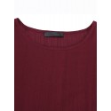 Vintage Loose Women Pure Color O-Neck Short Front Long Back Batwing Long Sleeve T-shirt