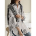 100% Cotton Women Floral Print Chest Pocket Lapel Long Sleeve Shirts