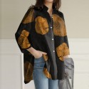 100% Cotton Women Floral Print Chest Pocket Lapel Long Sleeve Shirts