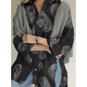 100% Cotton Women Floral Print Chest Pocket Lapel Long Sleeve Shirts