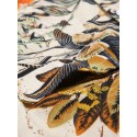 Women Cotton Vintage Floral Leaf Print Casual Loose Shirts with Front Pockets