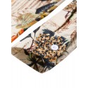 Women Cotton Vintage Floral Leaf Print Casual Loose Shirts with Front Pockets