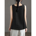 Contrast Slit Hem Sleeveless Crew Neck Casual Tank Top