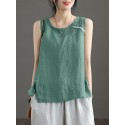 Contrast Slit Hem Sleeveless Crew Neck Casual Tank Top