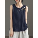 Contrast Slit Hem Sleeveless Crew Neck Casual Tank Top