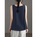 Contrast Slit Hem Sleeveless Crew Neck Casual Tank Top