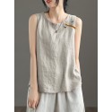 Contrast Slit Hem Sleeveless Crew Neck Casual Tank Top