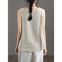 Contrast Slit Hem Sleeveless Crew Neck Casual Tank Top