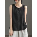 Contrast Slit Hem Sleeveless Crew Neck Casual Tank Top