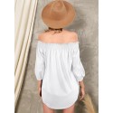 Shirring Tie-Up At Cuffs One Shoulder Backless Casual Blouse