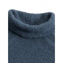 Women Fleece Long Solid Turtleneck Long Sleeve Ankle Length Casual Dresses