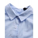 Women Solid Color Commute Lapel Front Pocket Casual Loose Shirts