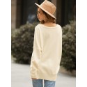 Solid Drop Shoulder Crew Neck Loose Soft Sweater