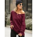Solid Drop Shoulder Crew Neck Loose Soft Sweater