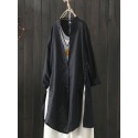 Women Vintage Stand Collar Long Sleeve Autumn Blouse Cardiagns