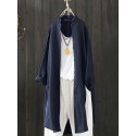 Women Vintage Stand Collar Long Sleeve Autumn Blouse Cardiagns
