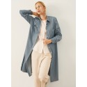Solid Long Sleeve Pocket Slit Hem Lapel Button Long Shirt