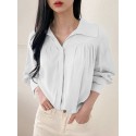 Solid Long Sleeve Lapel Casual Button Front Shirt