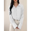 Solid Long Sleeve Lapel Casual Button Front Shirt