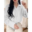 Solid Long Sleeve Lapel Casual Button Front Shirt