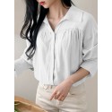 Solid Long Sleeve Lapel Casual Button Front Shirt