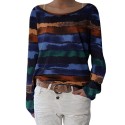Women Gradient Color Sweatshirt O Neck Long Sleeve Casual Blouse