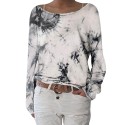 Women Gradient Color Sweatshirt O Neck Long Sleeve Casual Blouse