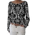 Women Gradient Color Sweatshirt O Neck Long Sleeve Casual Blouse