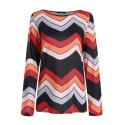 Women Gradient Color Sweatshirt O Neck Long Sleeve Casual Blouse