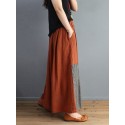 Women Plaid Patchwork Elastic Waist Swing Skirt With Pocket
