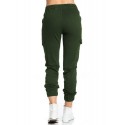 Women Casual Elastic Waist Drawstring Side Pockets Pants