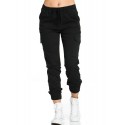 Women Casual Elastic Waist Drawstring Side Pockets Pants