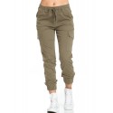 Women Casual Elastic Waist Drawstring Side Pockets Pants