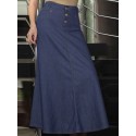 Leisure Button Casual Denim Maxi Skirt