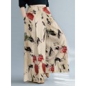 Women Wide-Legged Floral Printed Ankle Length Side Pockets Pants